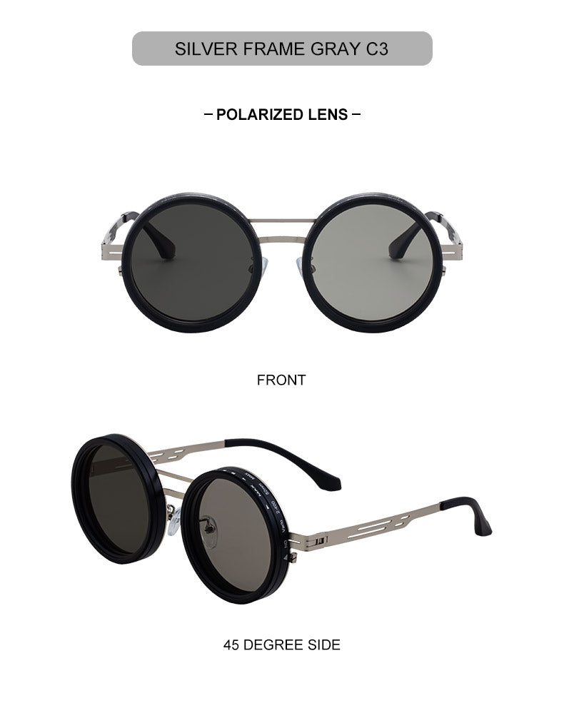 Round Adjustable ND Polarized Fishing UV400 Sunglasses