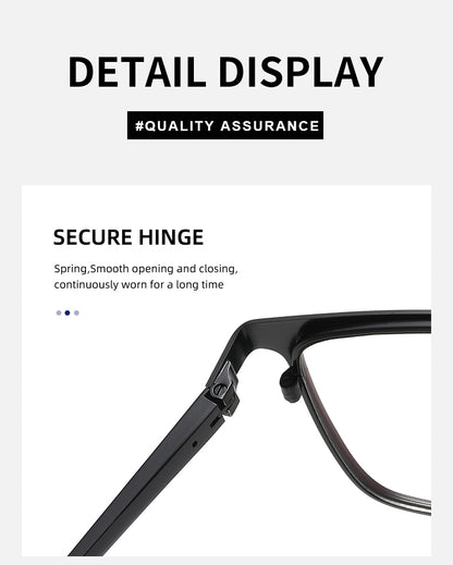 Rectangle Metal Spring Hinge Photochromic Anti Blue Light UV400 Sunglasses