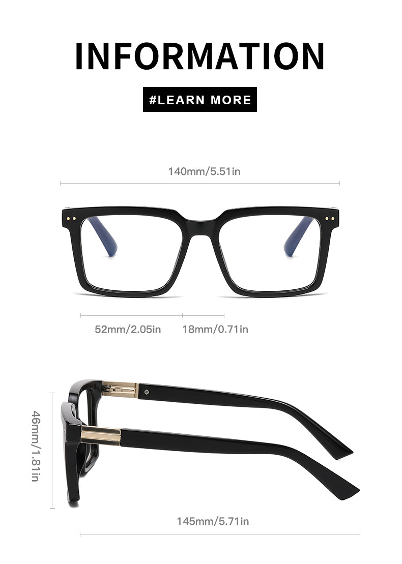 Square Photochromic Spring Hinge Anti Blue Light UV400 Protection Sunglasses