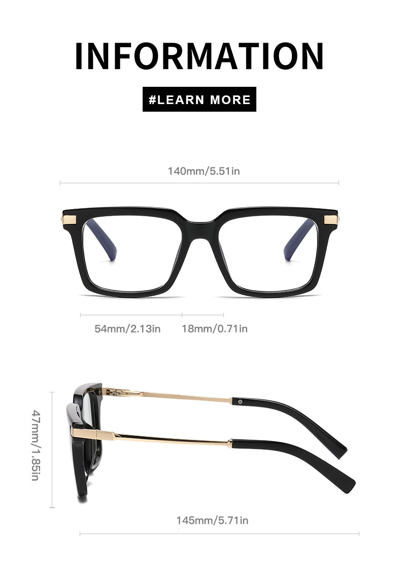 Square Spring Hinge Photochromic Blue Light Blocking UV400 Sunglasses