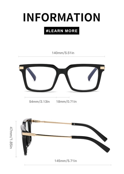 Square Spring Hinge Photochromic Blue Light Blocking UV400 Sunglasses