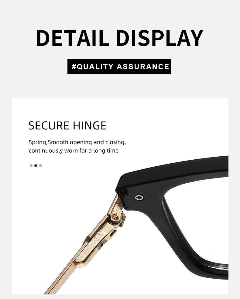 Square Spring Hinge Photochromic Blue Light Blocking UV400 Sunglasses
