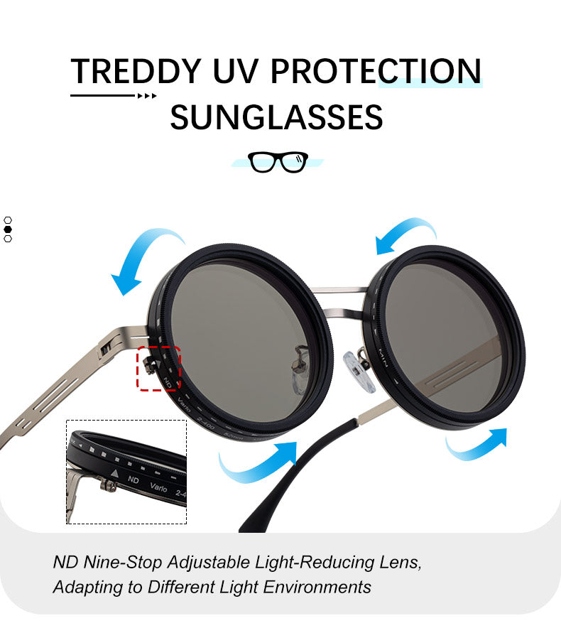 Round Adjustable ND Polarized Fishing UV400 Sunglasses