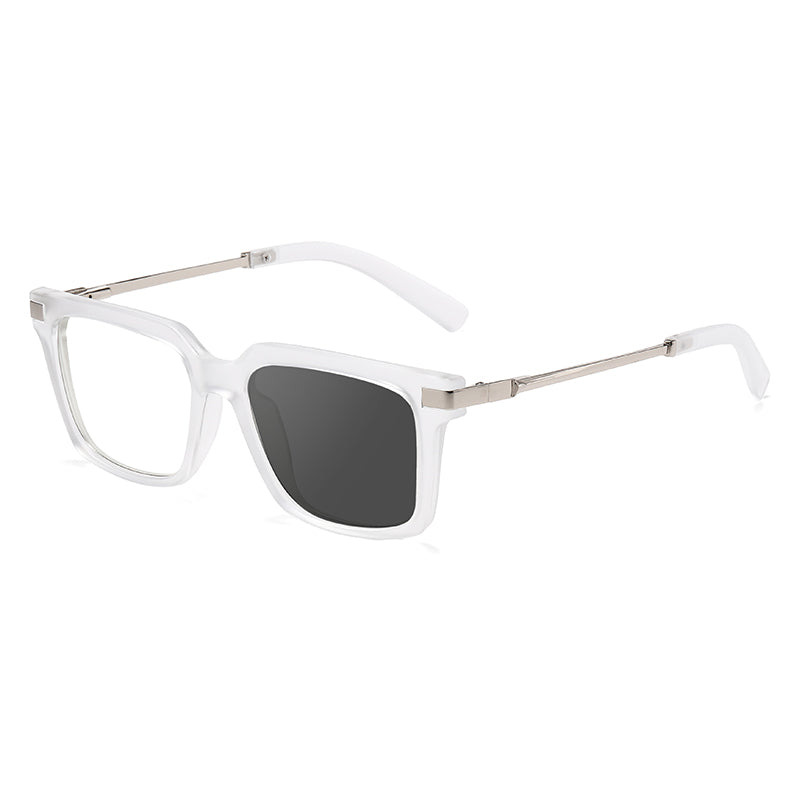 Square Spring Hinge Photochromic Blue Light Blocking UV400 Sunglasses