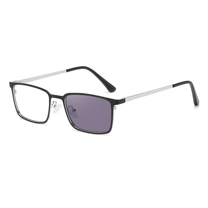 Rectangle Metal Spring Hinge Photochromic Anti Blue Light UV400 Sunglasses