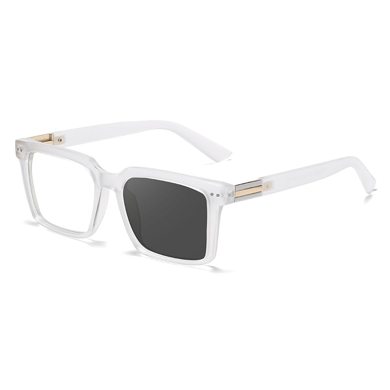 Square Photochromic Spring Hinge Anti Blue Light UV400 Protection Sunglasses