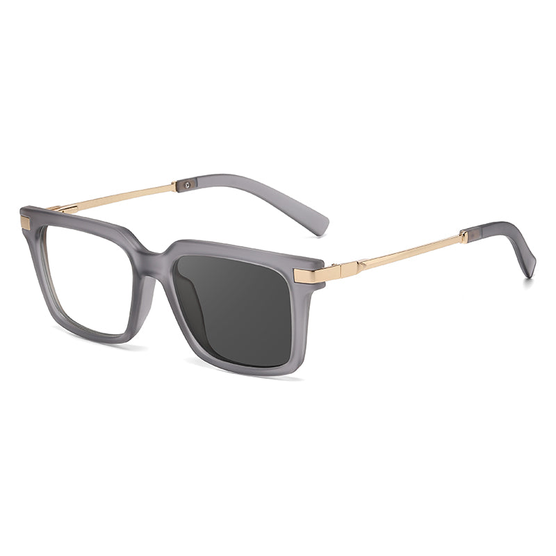 Square Spring Hinge Photochromic Blue Light Blocking UV400 Sunglasses