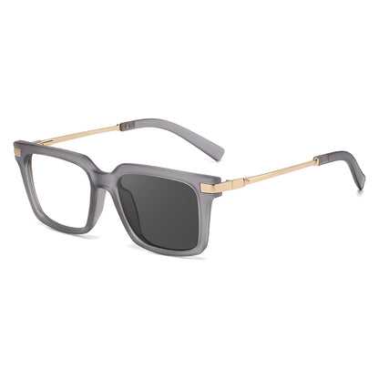 Square Spring Hinge Photochromic Blue Light Blocking UV400 Sunglasses