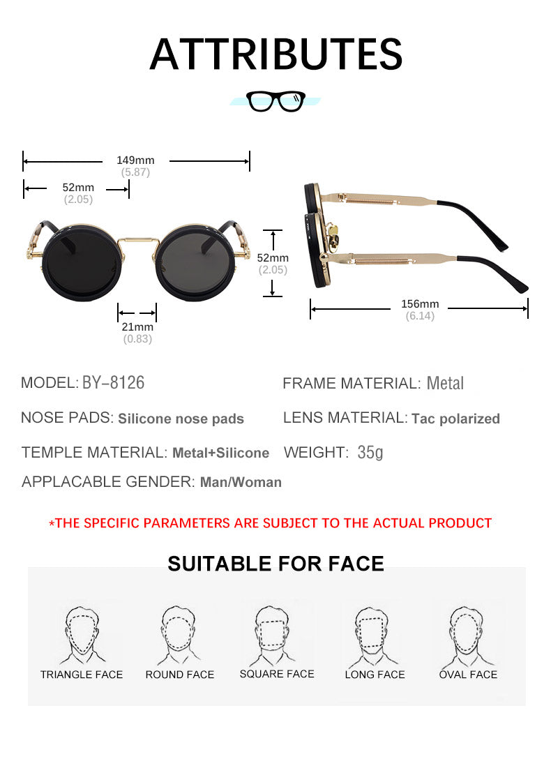 Round ND Rotary Adjustable Polarized Sunglasses