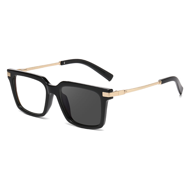 Square Spring Hinge Photochromic Blue Light Blocking UV400 Sunglasses