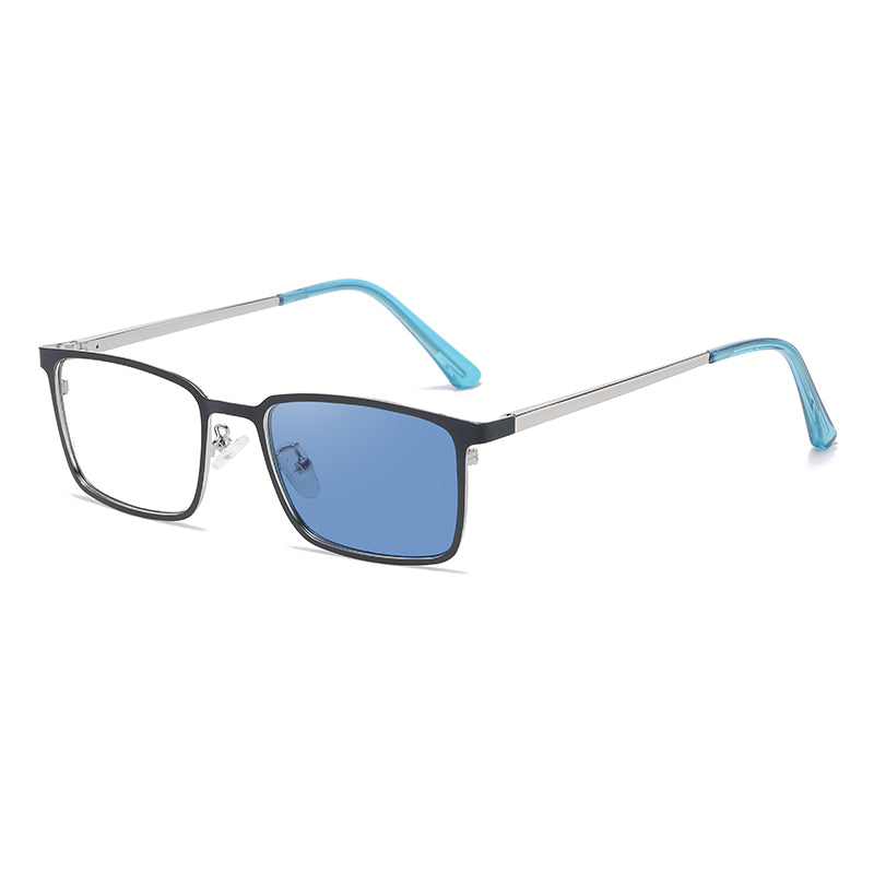 Rectangle Metal Spring Hinge Photochromic Anti Blue Light UV400 Sunglasses