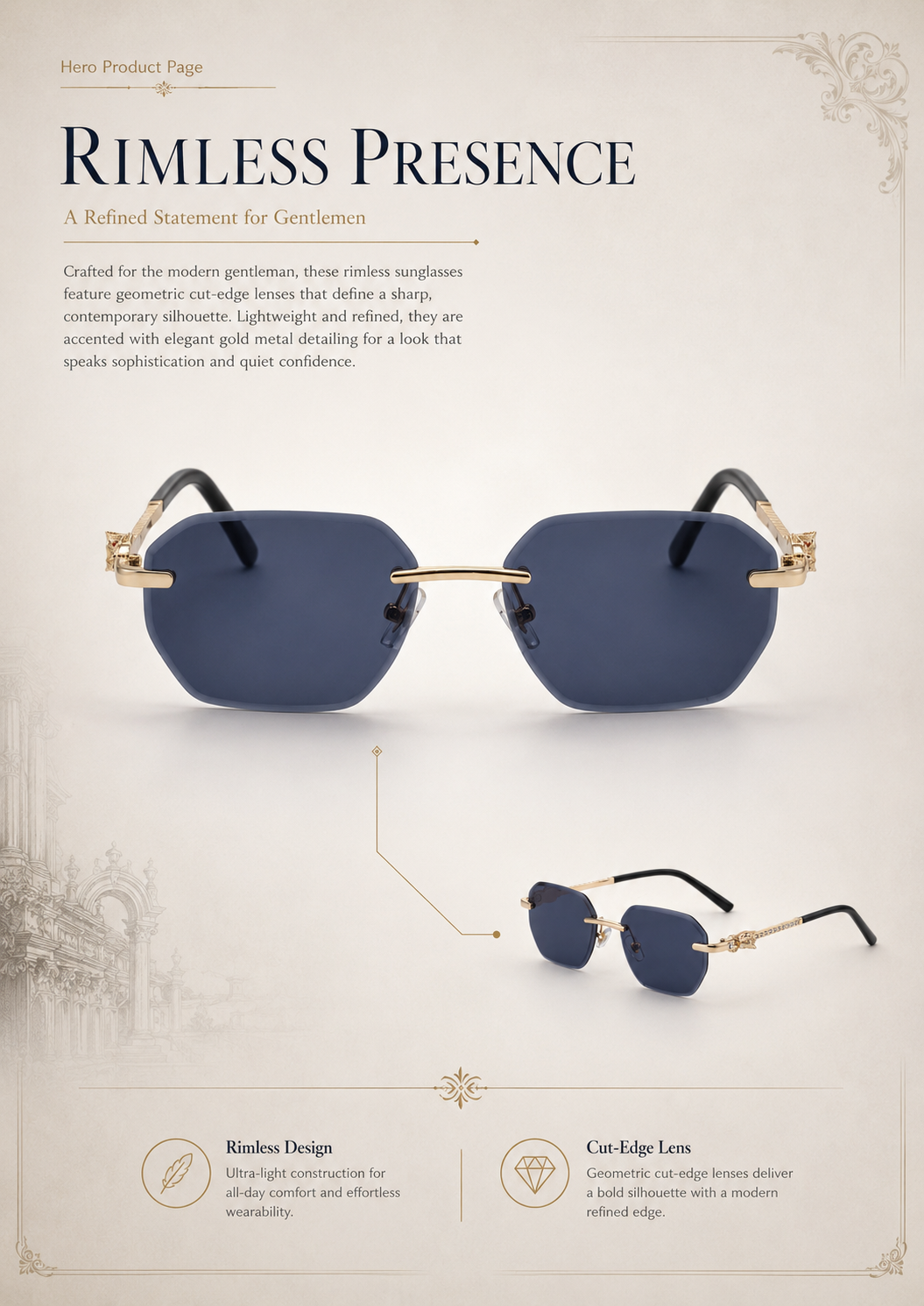 Fashion Rimless UV400 Protection Shades Sun Glasses Sunglasses