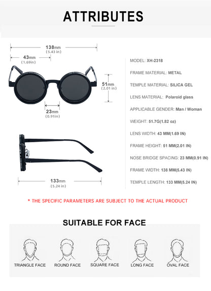 Round Adjustable ND Polarized UV400 Shades  Sunglasses
