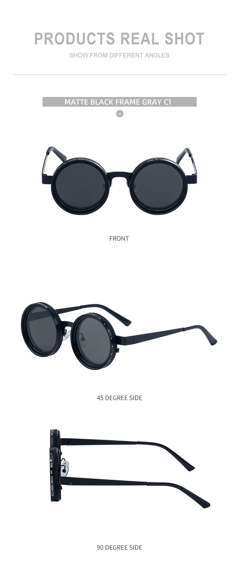 Round Adjustable ND Polarized UV400 Shades  Sunglasses