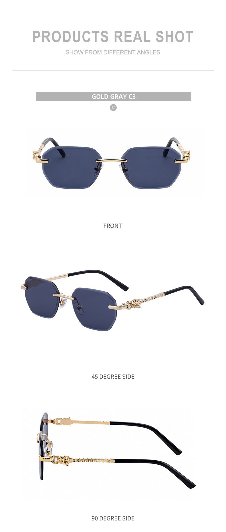 Fashion Rimless UV400 Protection Shades Sun Glasses Sunglasses