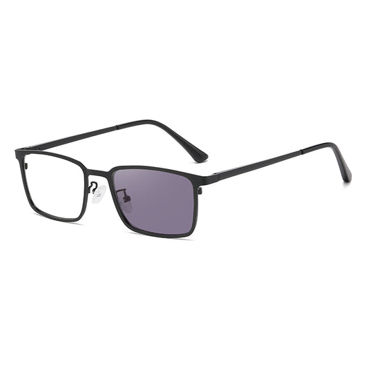 Rectangle Metal Spring Hinge Photochromic Anti Blue Light UV400 Sunglasses