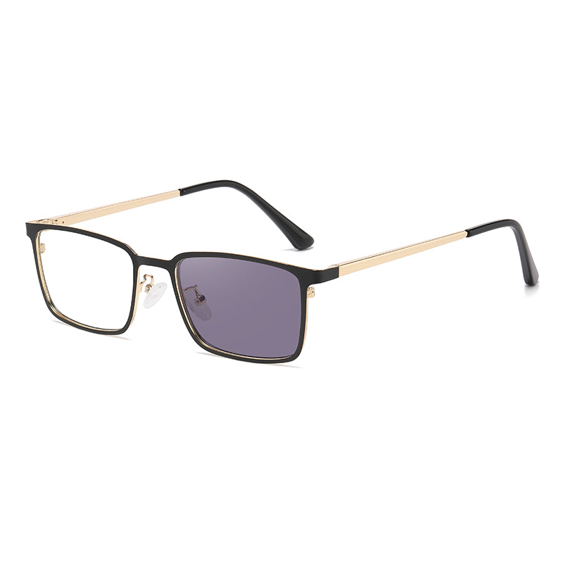 Rectangle Metal Spring Hinge Photochromic Anti Blue Light UV400 Sunglasses